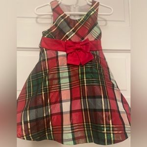 Bonnie Baby Holiday Christmas Dress 18 months. Plaid Red Green Gold